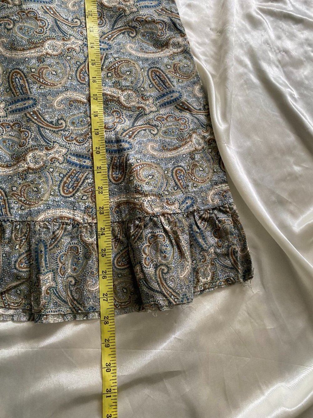 Vintage y2k Gap 100% Cotton Paisley Ruffle Boho Midi Skirt Size 10 - Picture 5 of 8